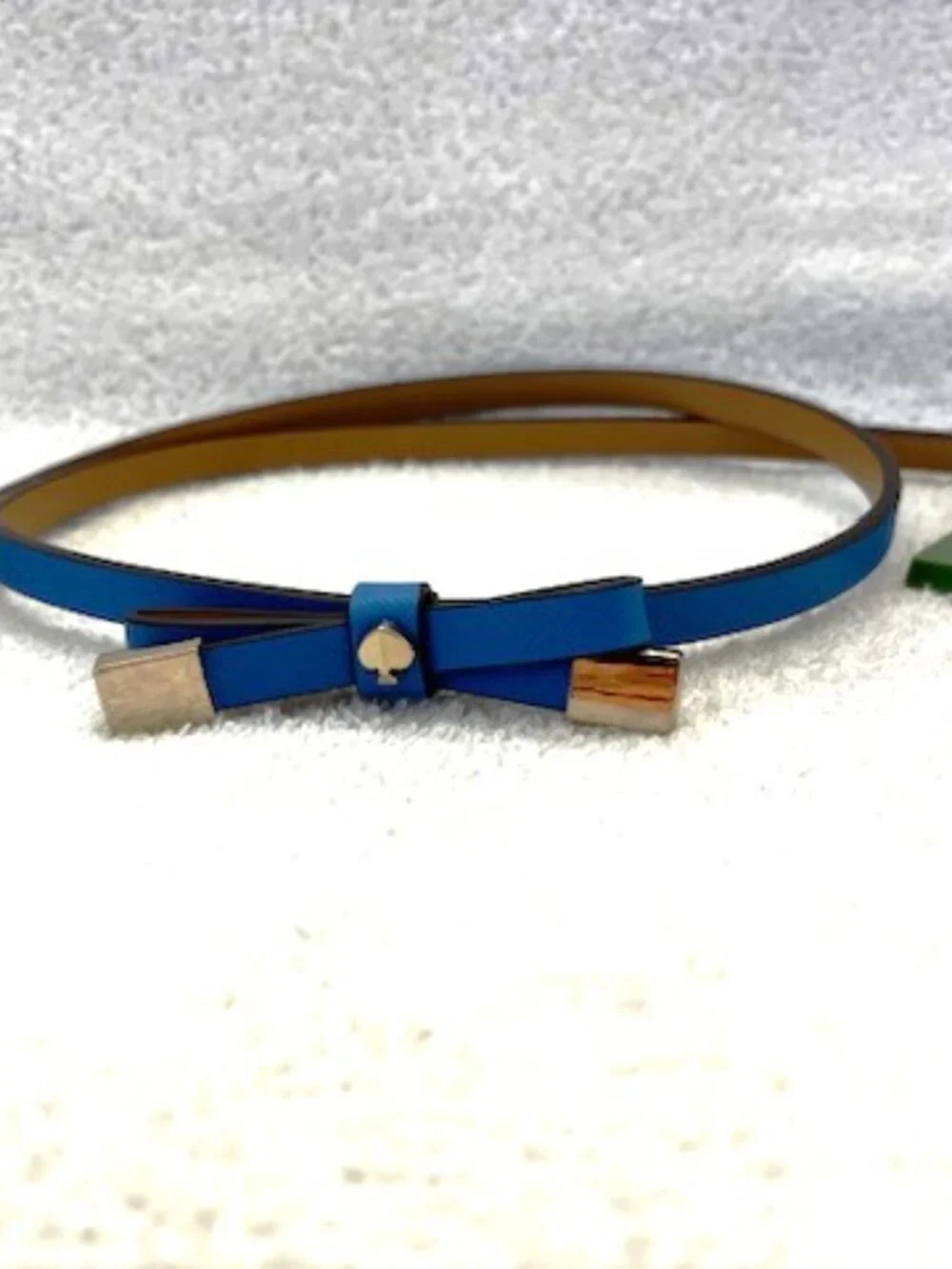 kate spade new york vibrant blue leather bow skinny belt NWT Size M